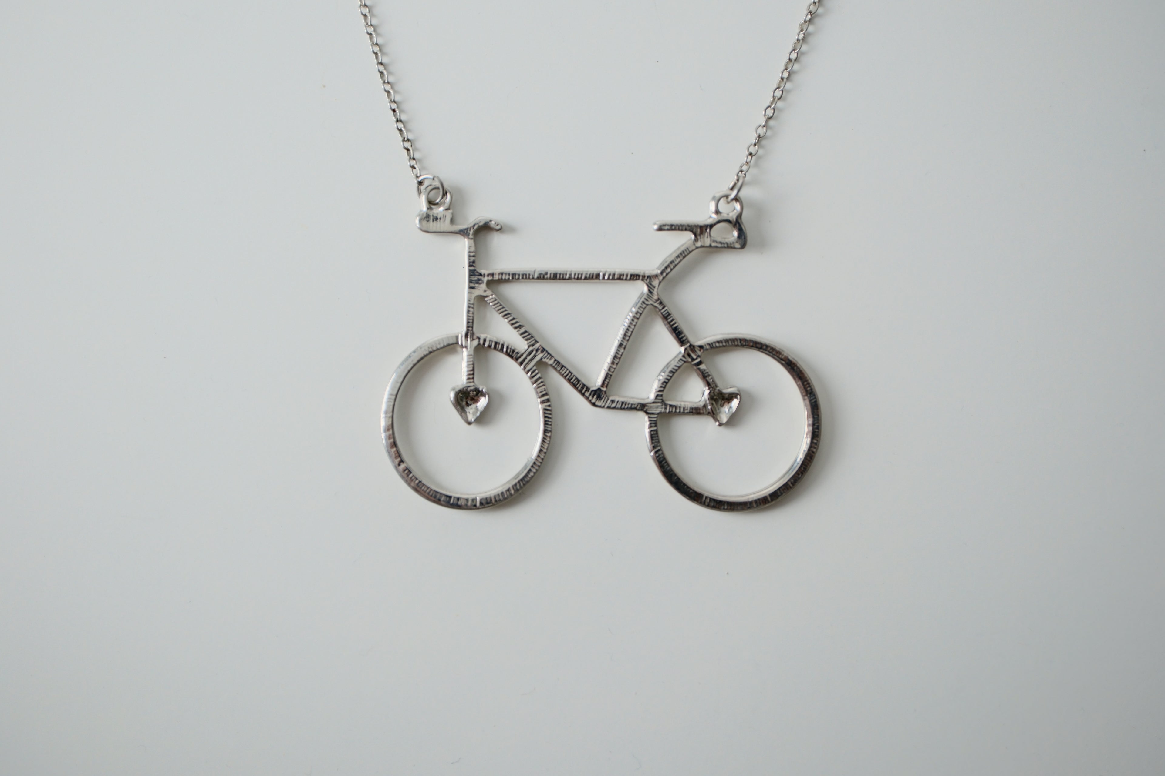 Silver Bicycle Heart Necklace