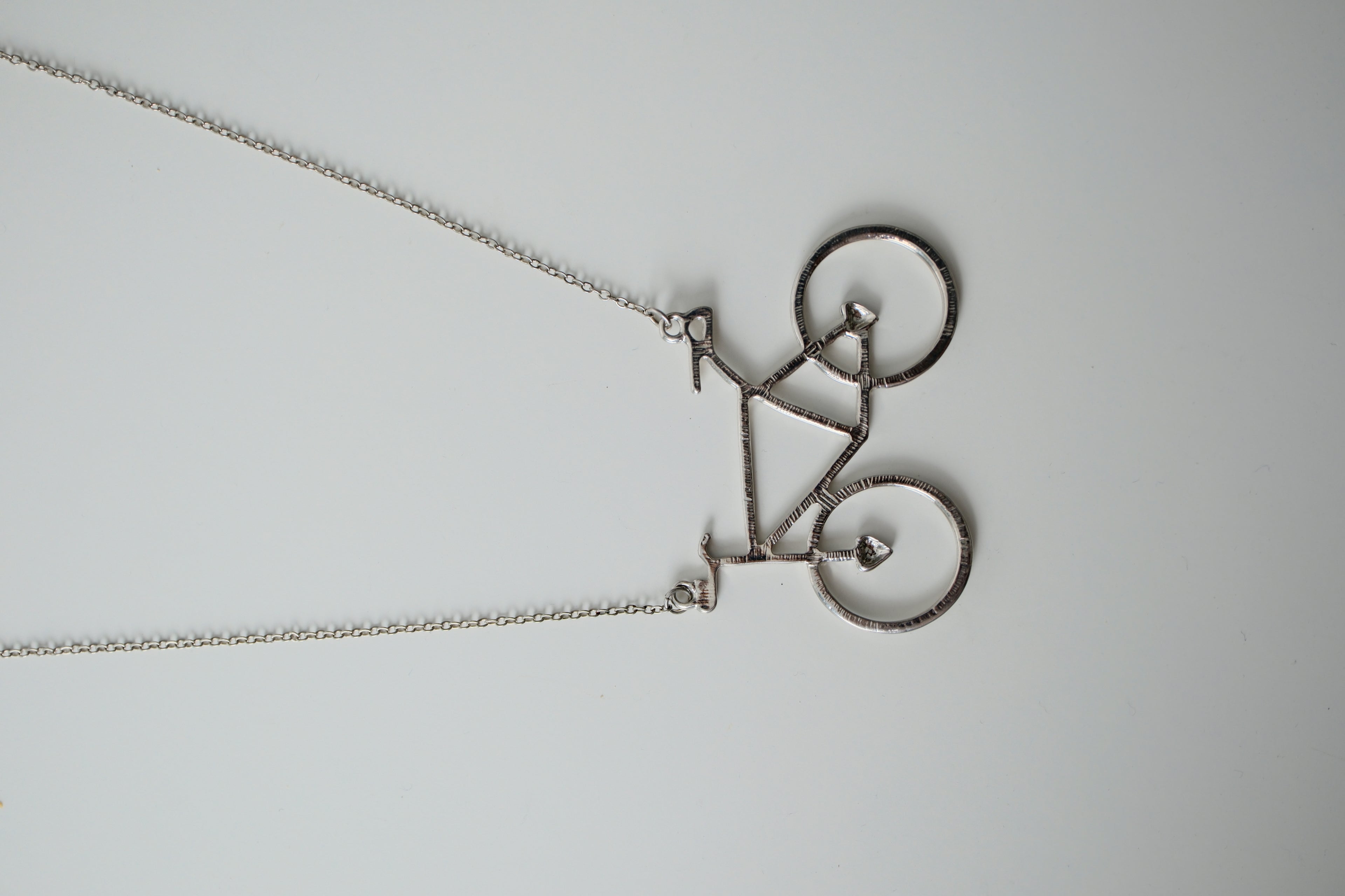 Silver Bicycle Heart Necklace