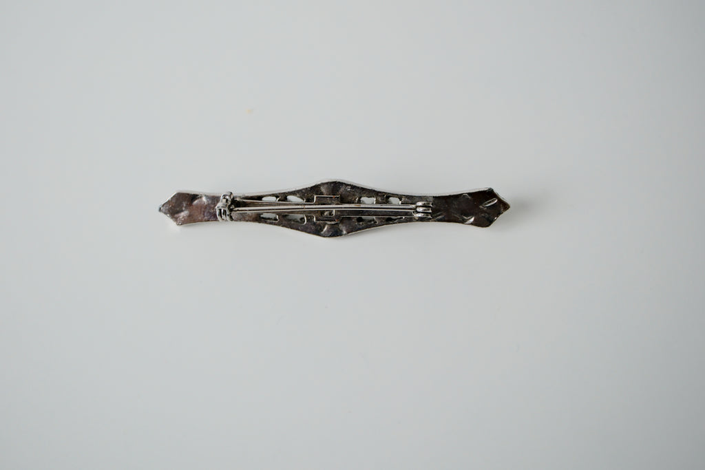 Vintage Bar Black Enamel Brooch