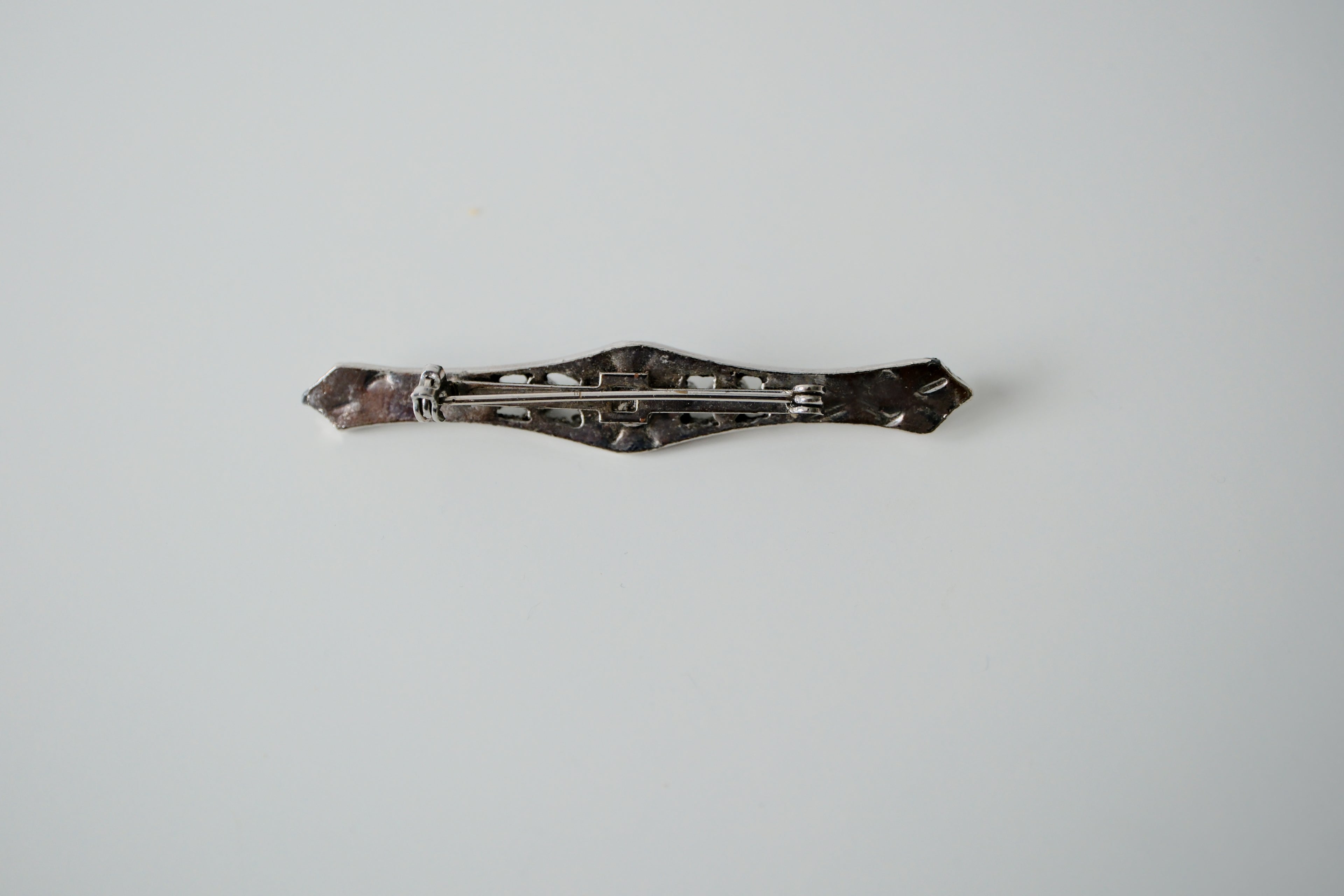 Vintage Bar Black Enamel Brooch