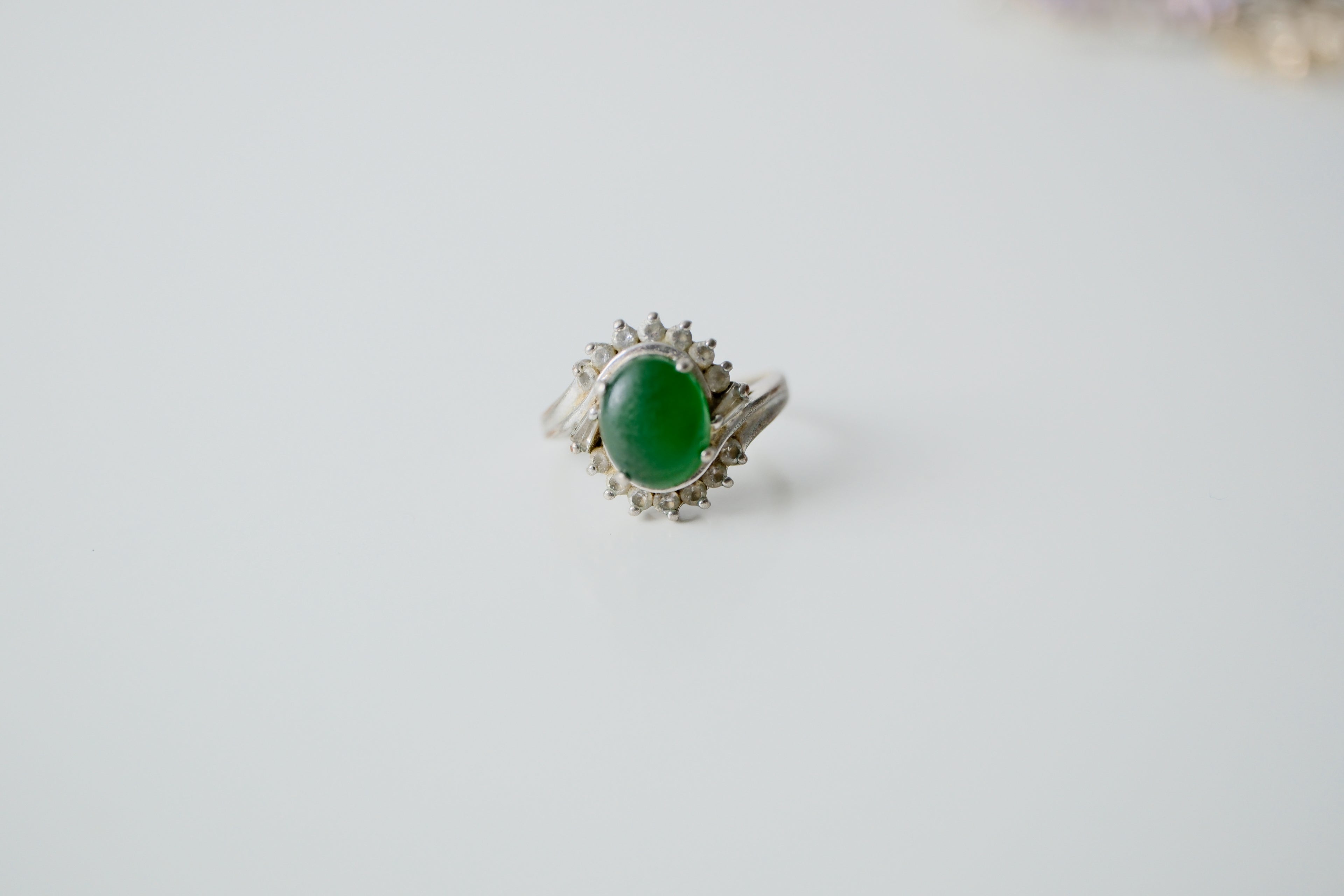 Vintage Silver Jade Cocktail Ring