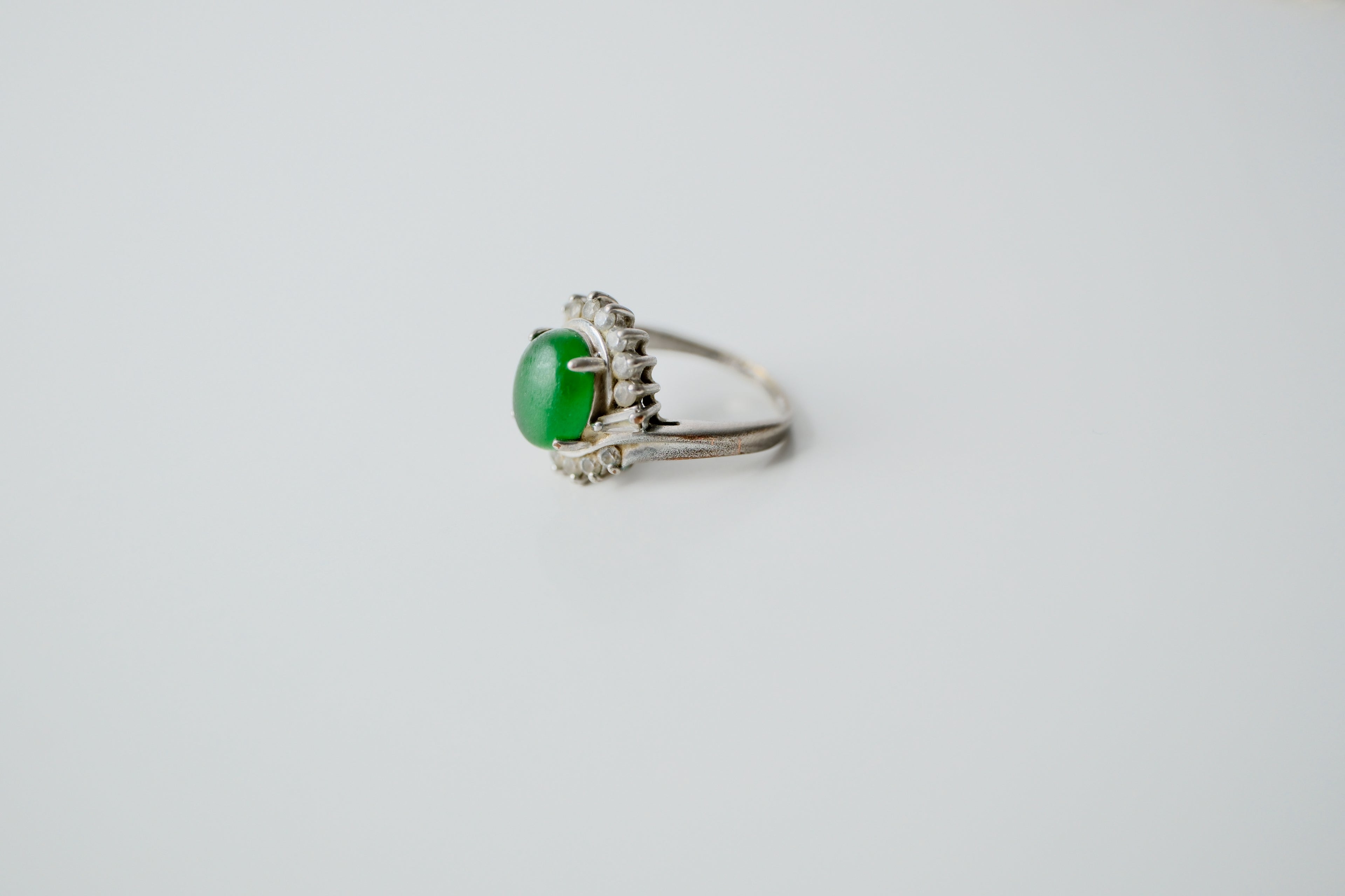 Vintage Silver Jade Cocktail Ring