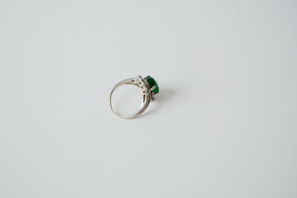Vintage Silver Jade Cocktail Ring
