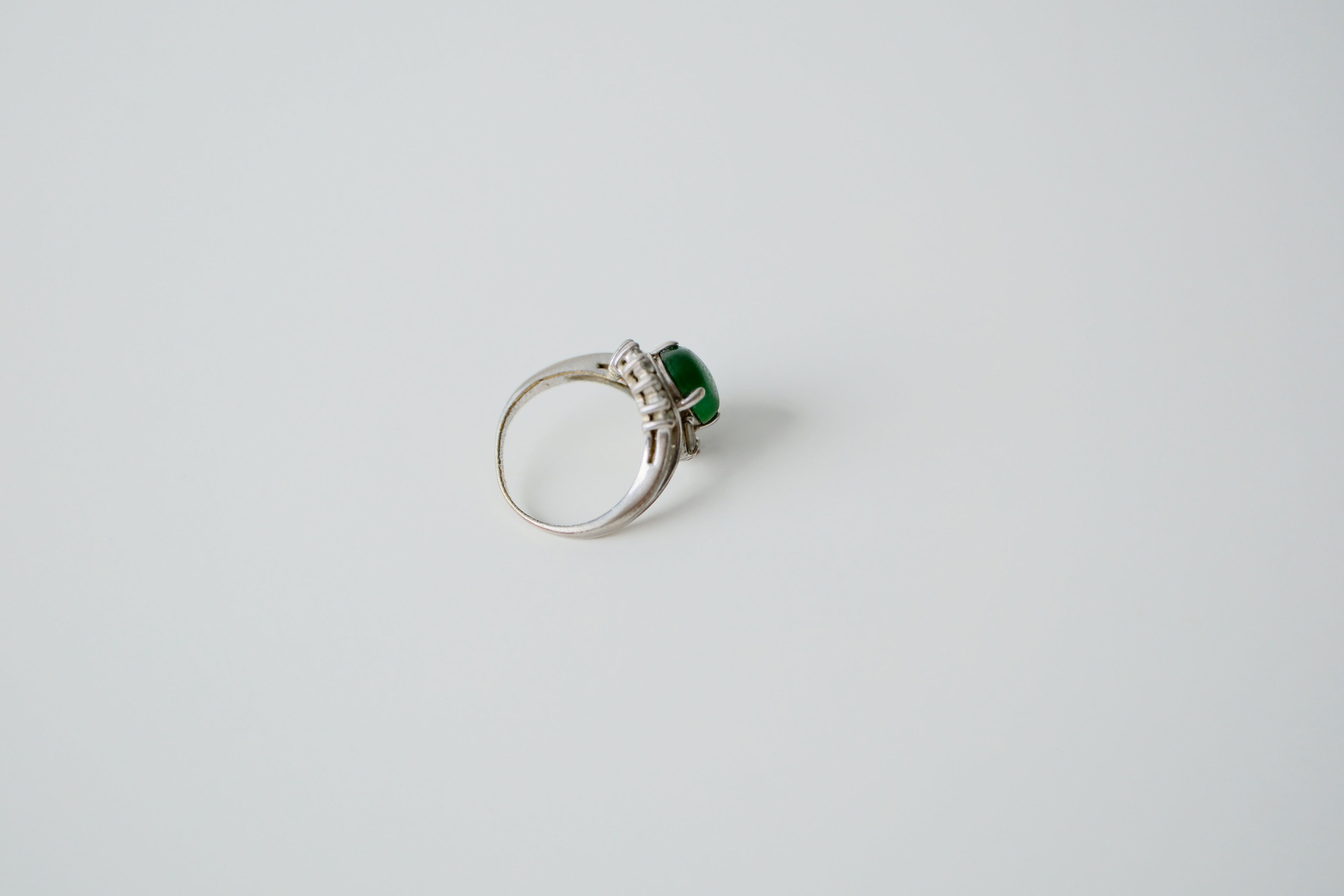Vintage Silver Jade Cocktail Ring