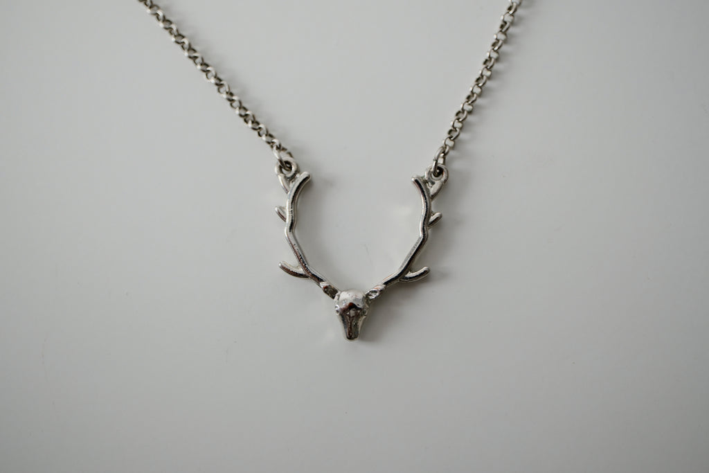 Deer Antler Silver Necklace