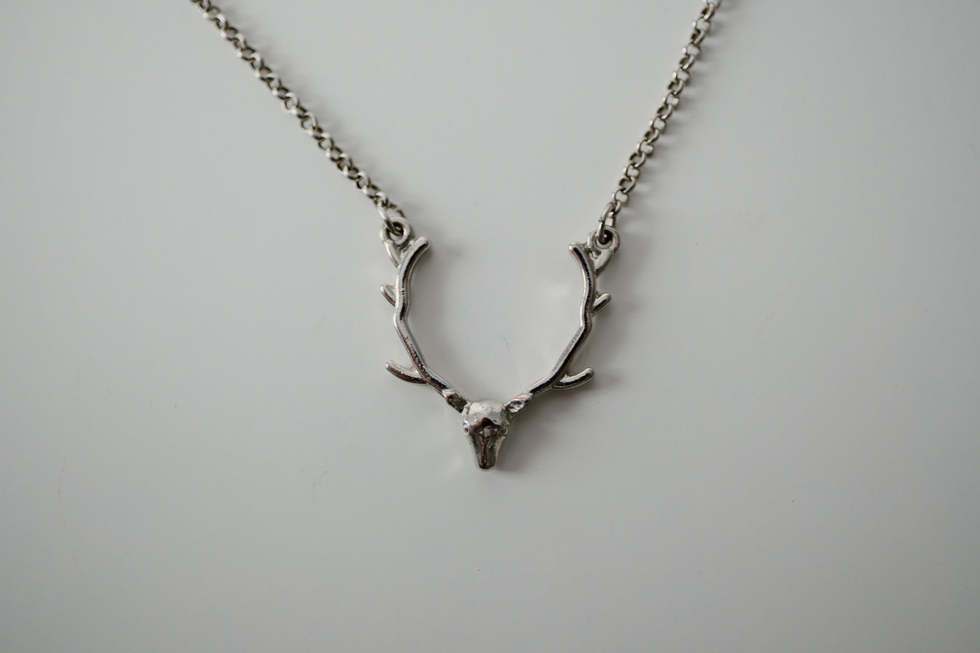 Deer Antler Silver Necklace