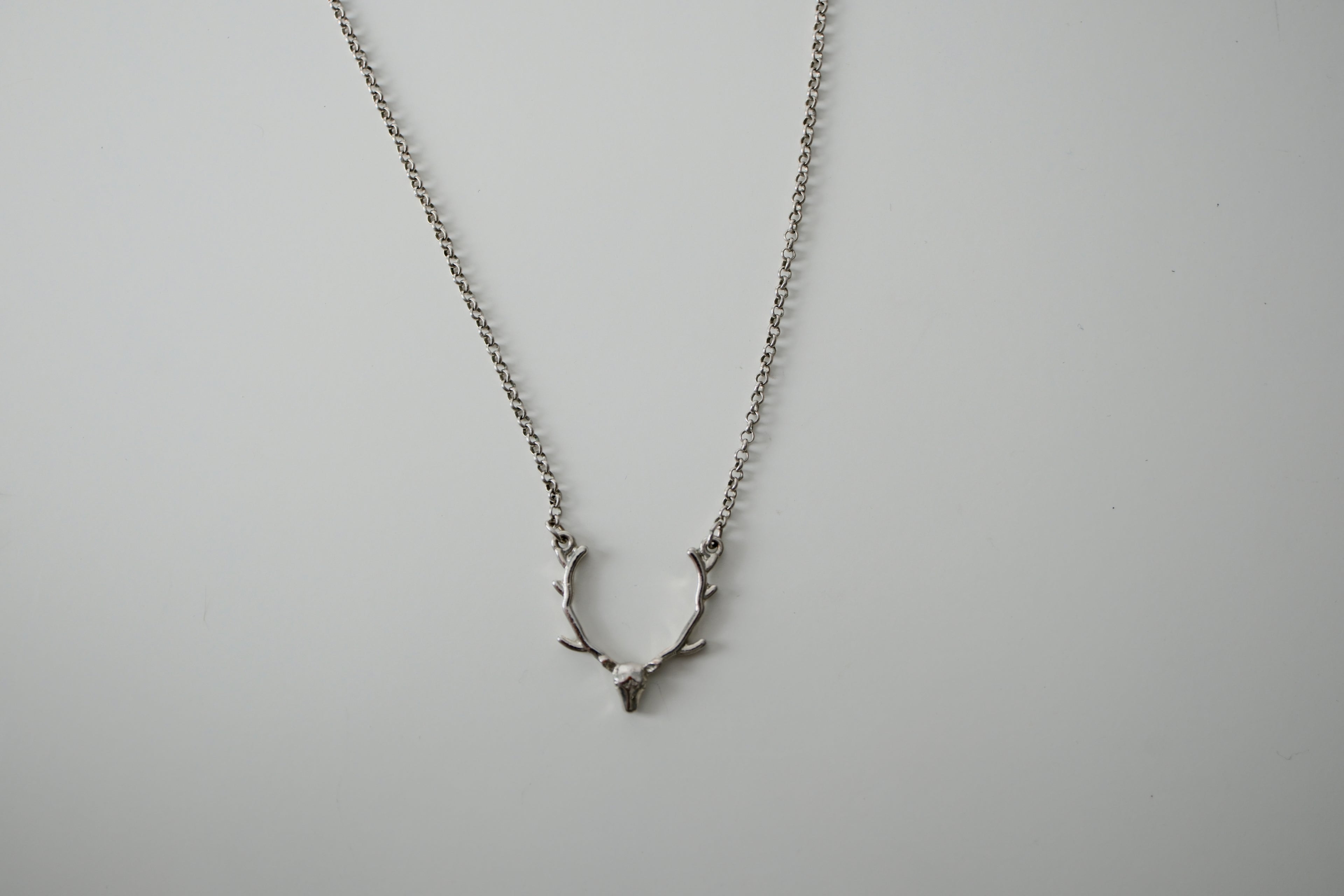 Deer Antler Silver Necklace