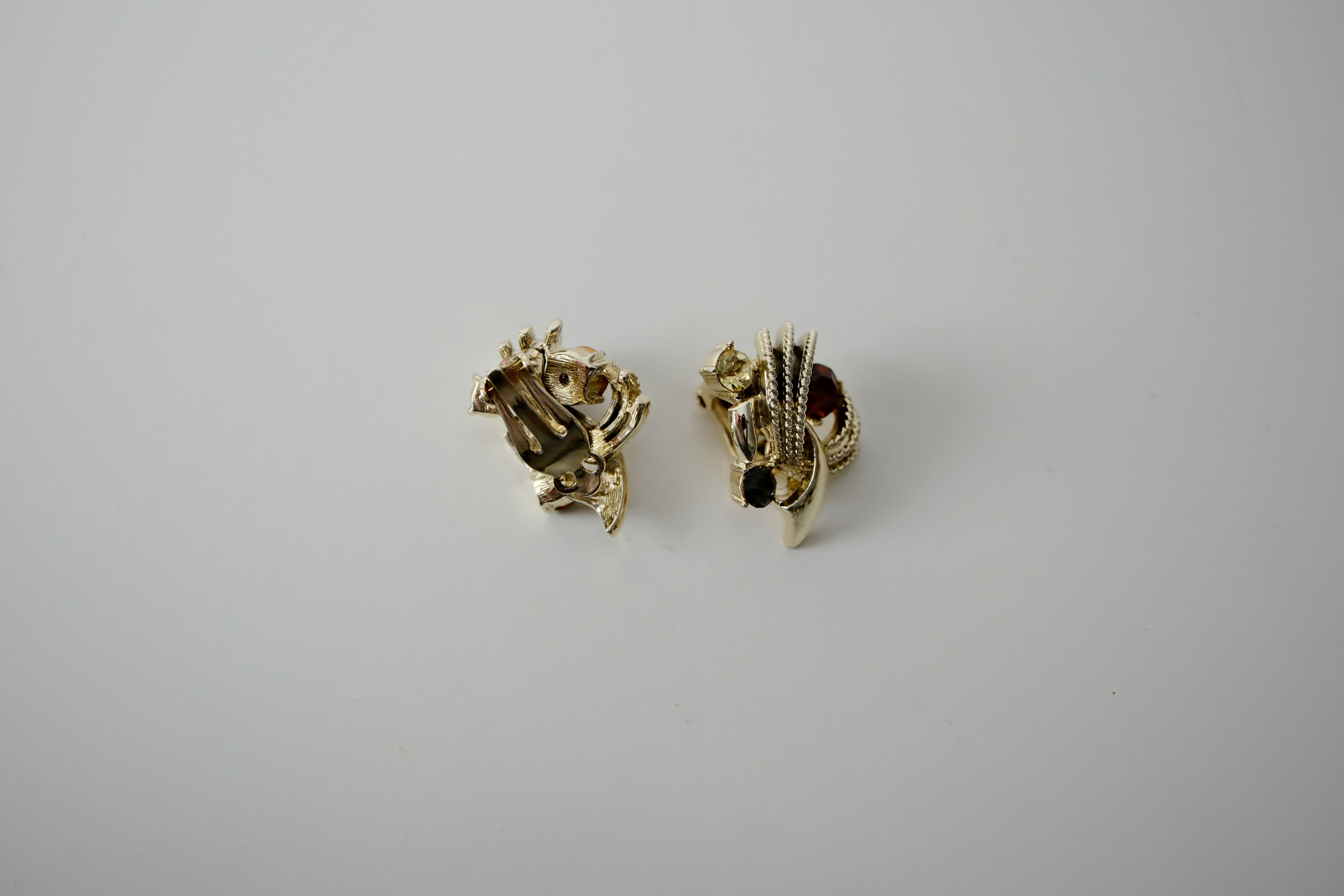 Vintage Gold Rhinestone Clip-On Earrings