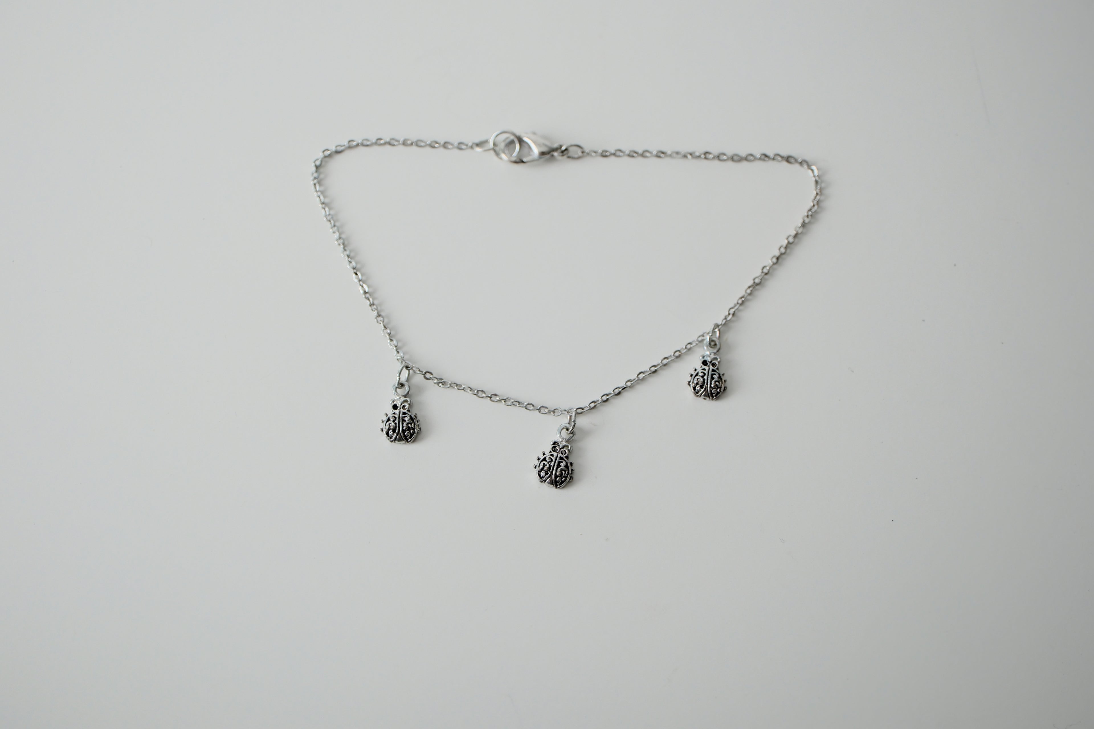 Sterling Silver Ladybug Anklet