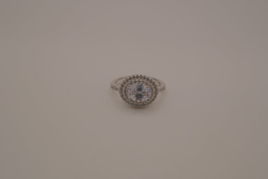 Sterling silver double halo ring
