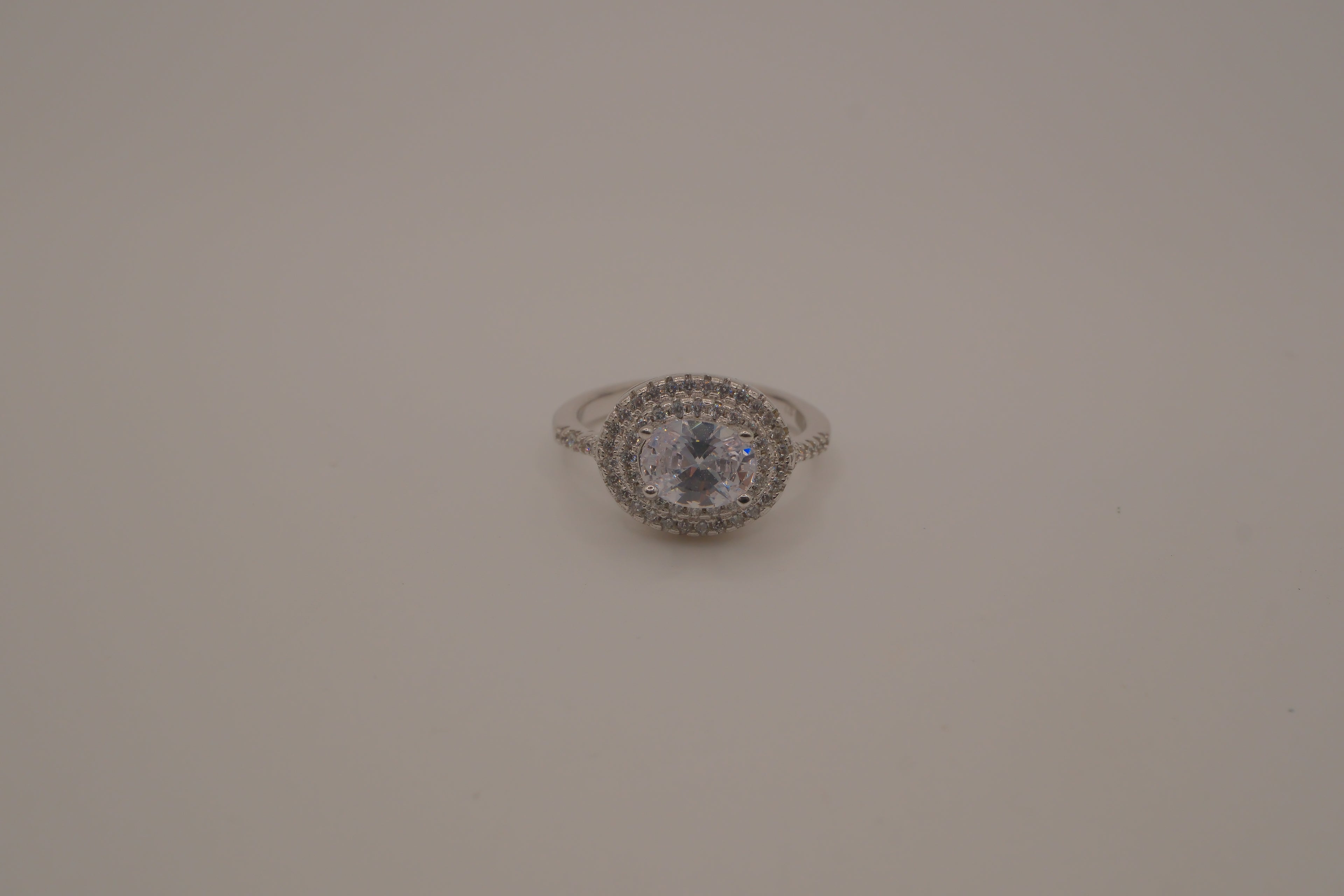 Sterling silver double halo ring