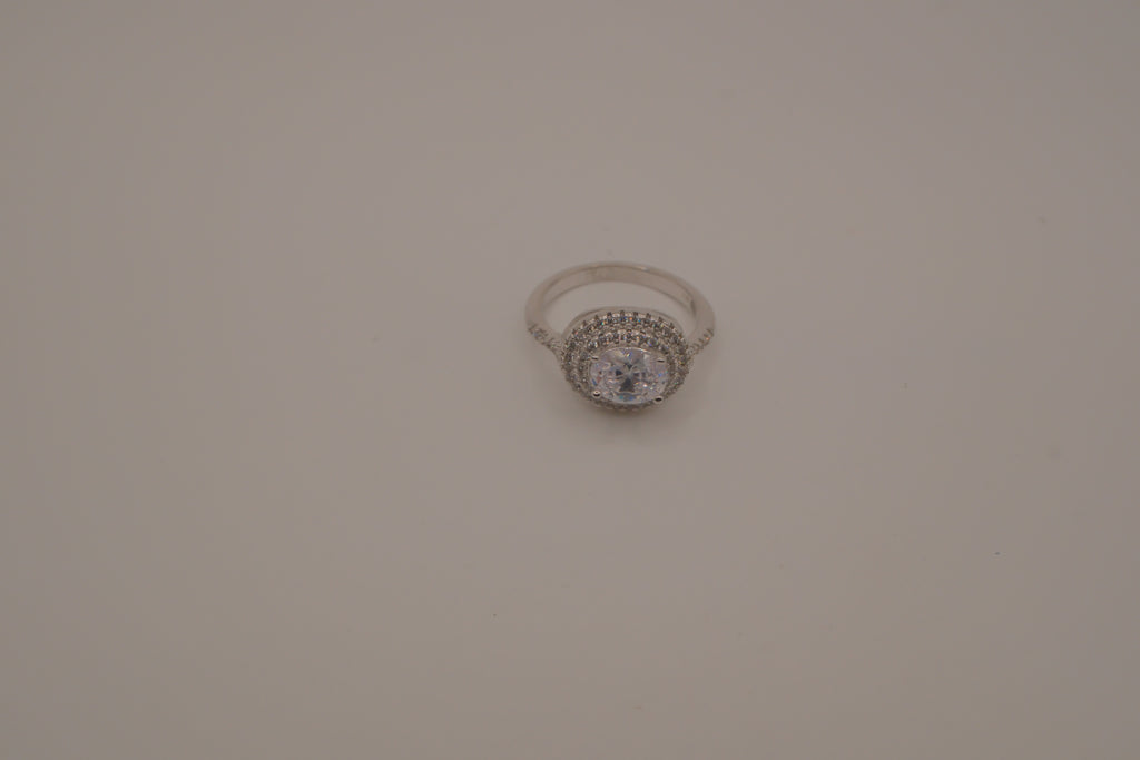 Sterling silver double halo ring