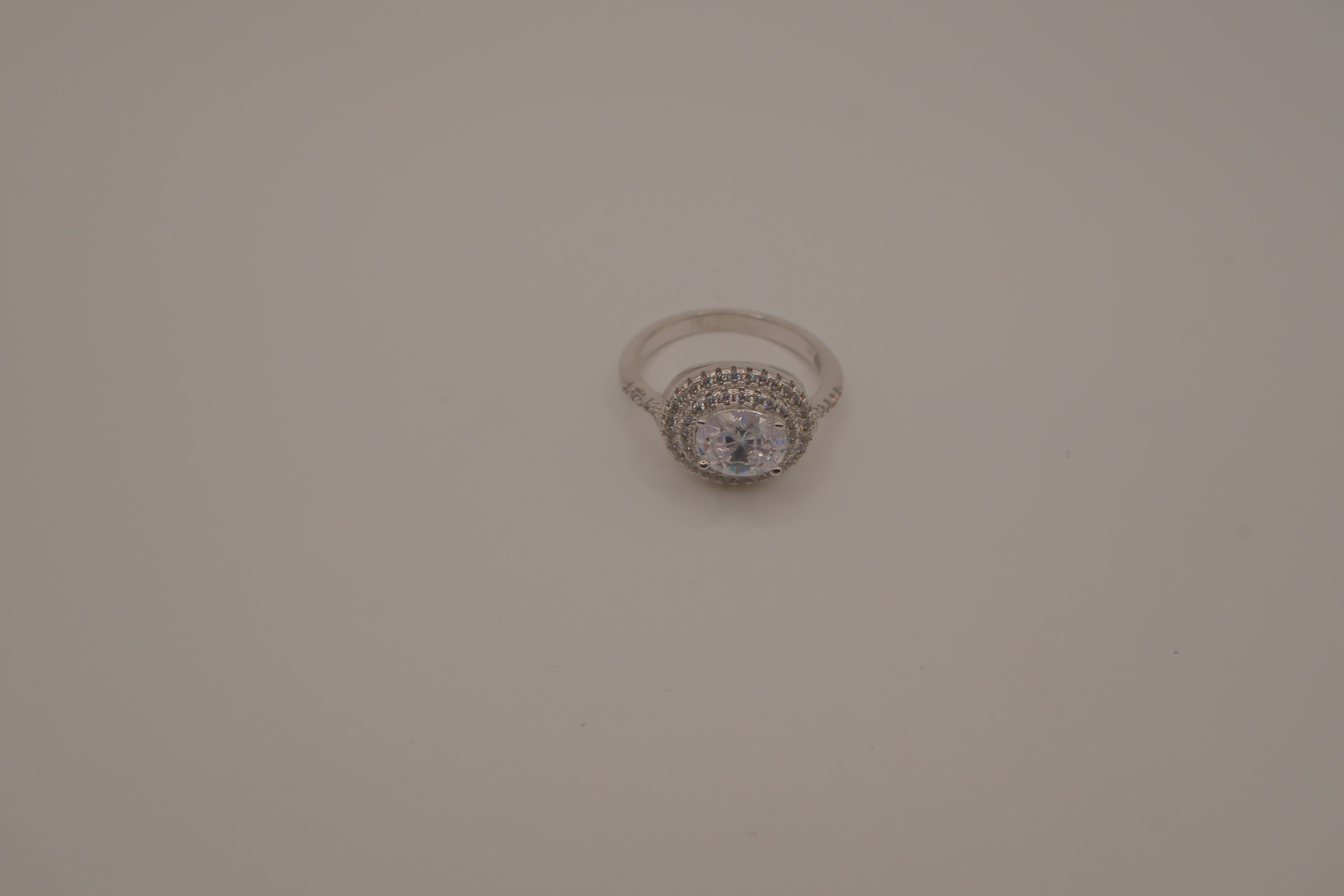 Sterling silver double halo ring