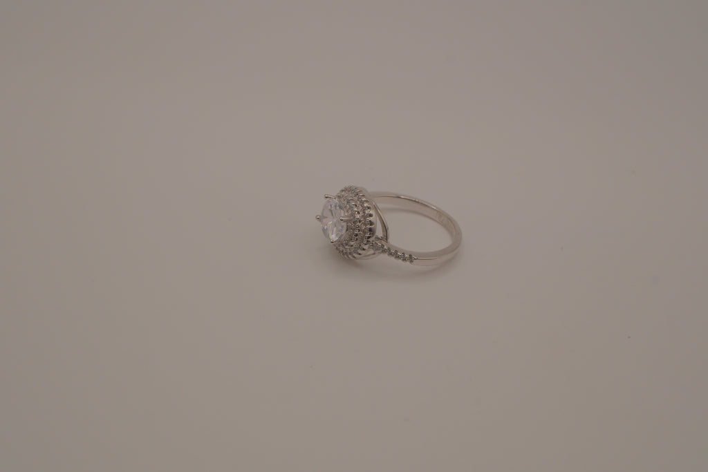 Sterling silver double halo ring