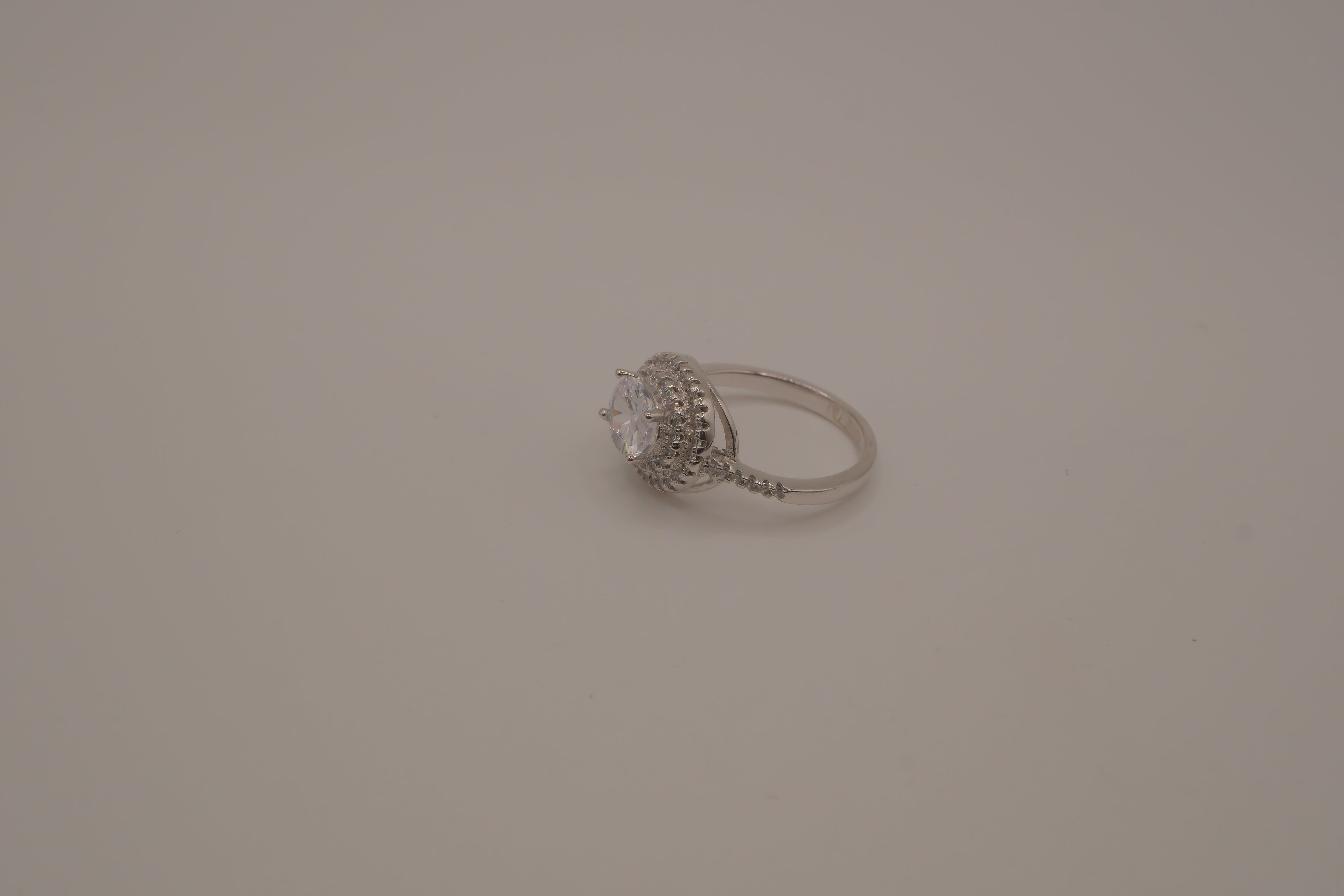 Sterling silver double halo ring