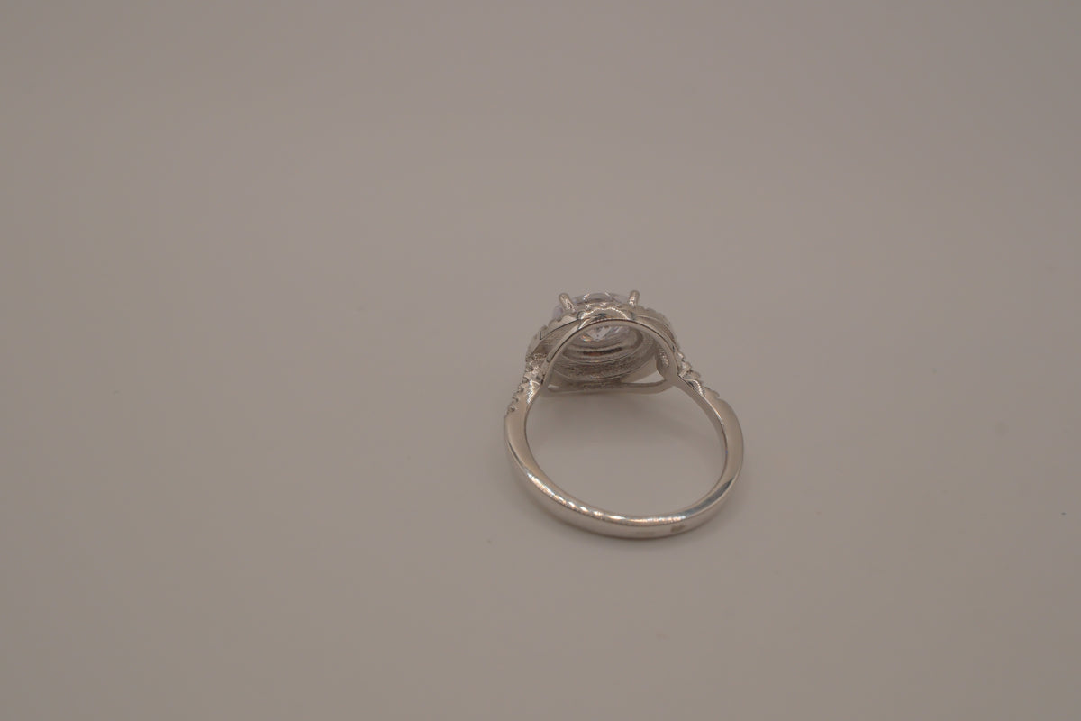 Sterling silver double halo ring