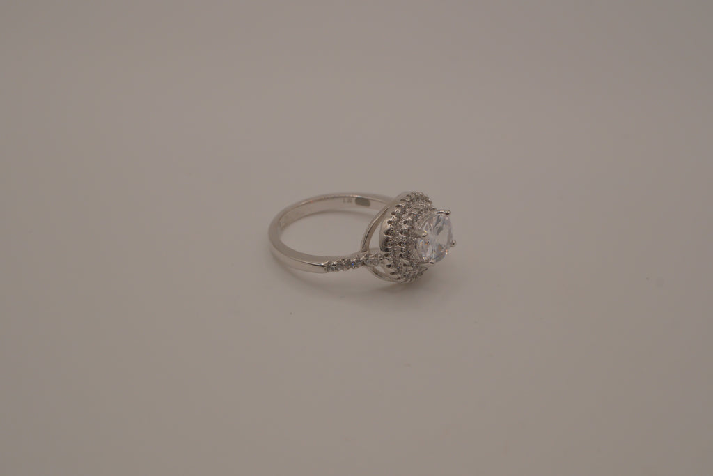 Sterling silver double halo ring