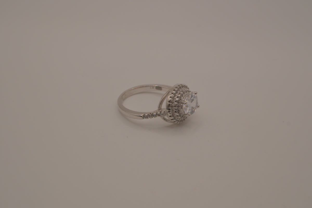 Sterling silver double halo ring