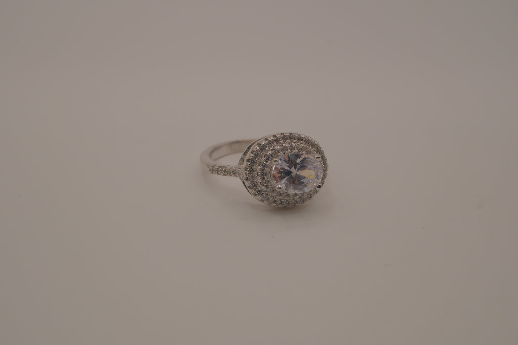 Sterling silver double halo ring