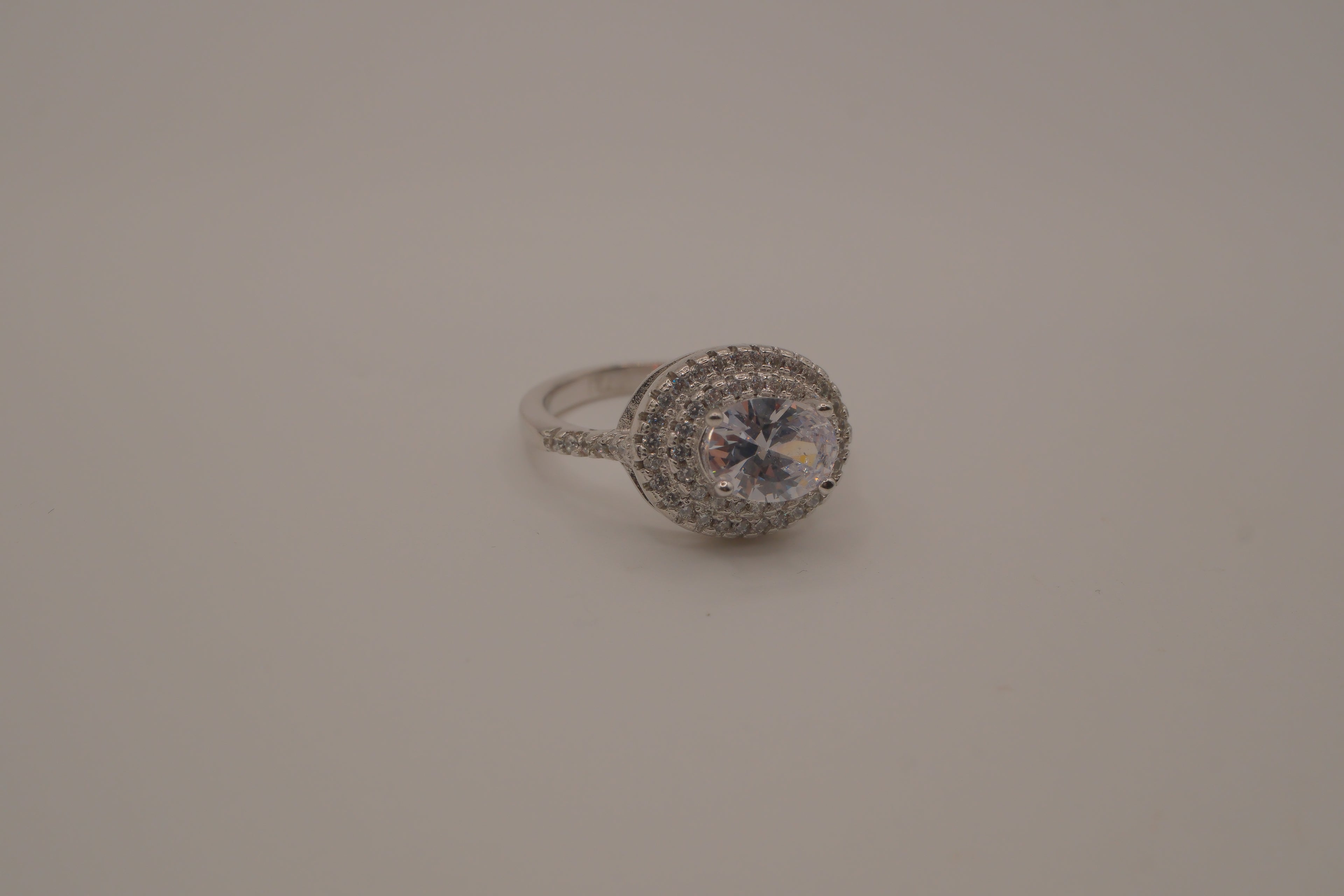 Sterling silver double halo ring