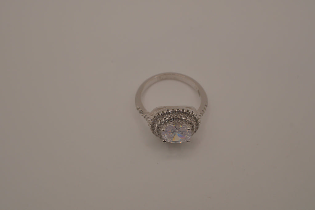 Sterling silver double halo ring
