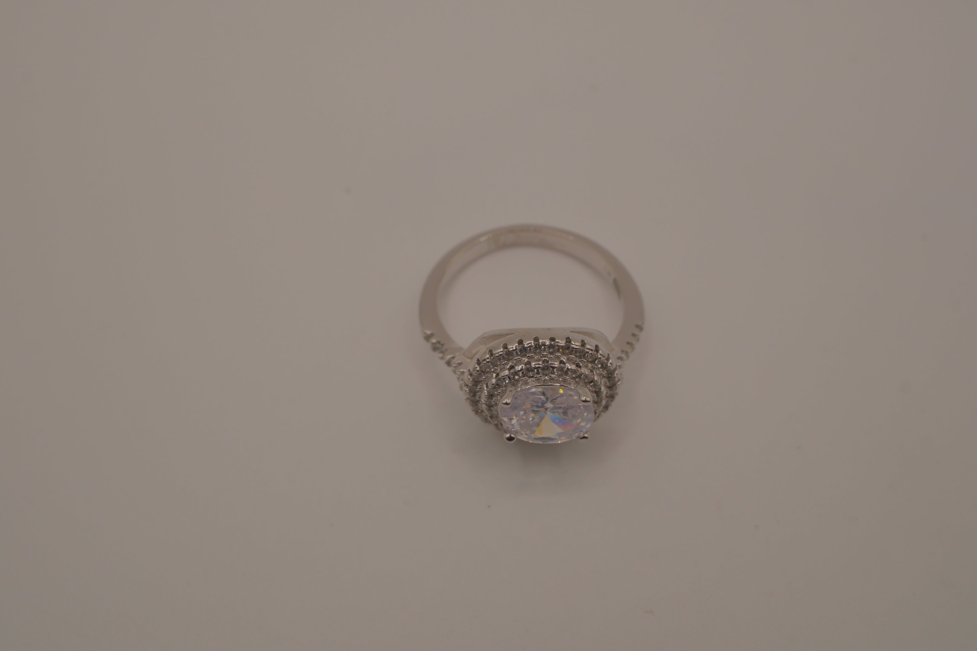 Sterling silver double halo ring
