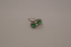Sterling silver Toi et Moi style Green stone bypass ring