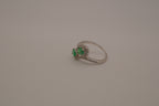Sterling silver Toi et Moi style Green stone bypass ring