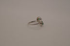 Sterling silver Toi et Moi style Green stone bypass ring
