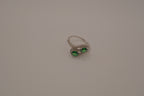 Sterling silver Toi et Moi style Green stone bypass ring