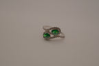Sterling silver Toi et Moi style Green stone bypass ring