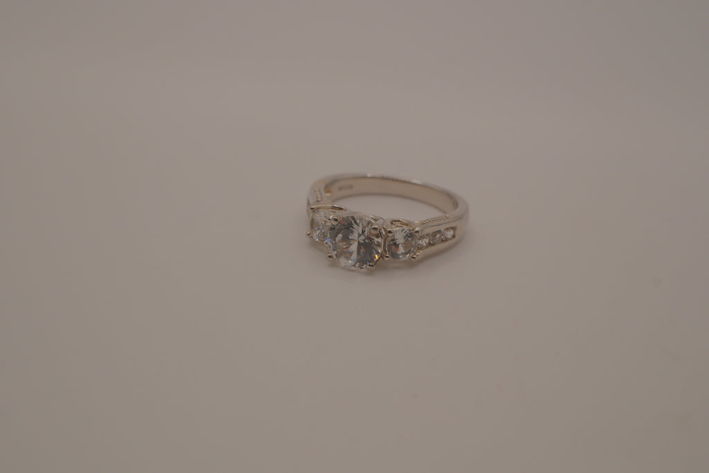 Sterling silver classic three-stone ring
