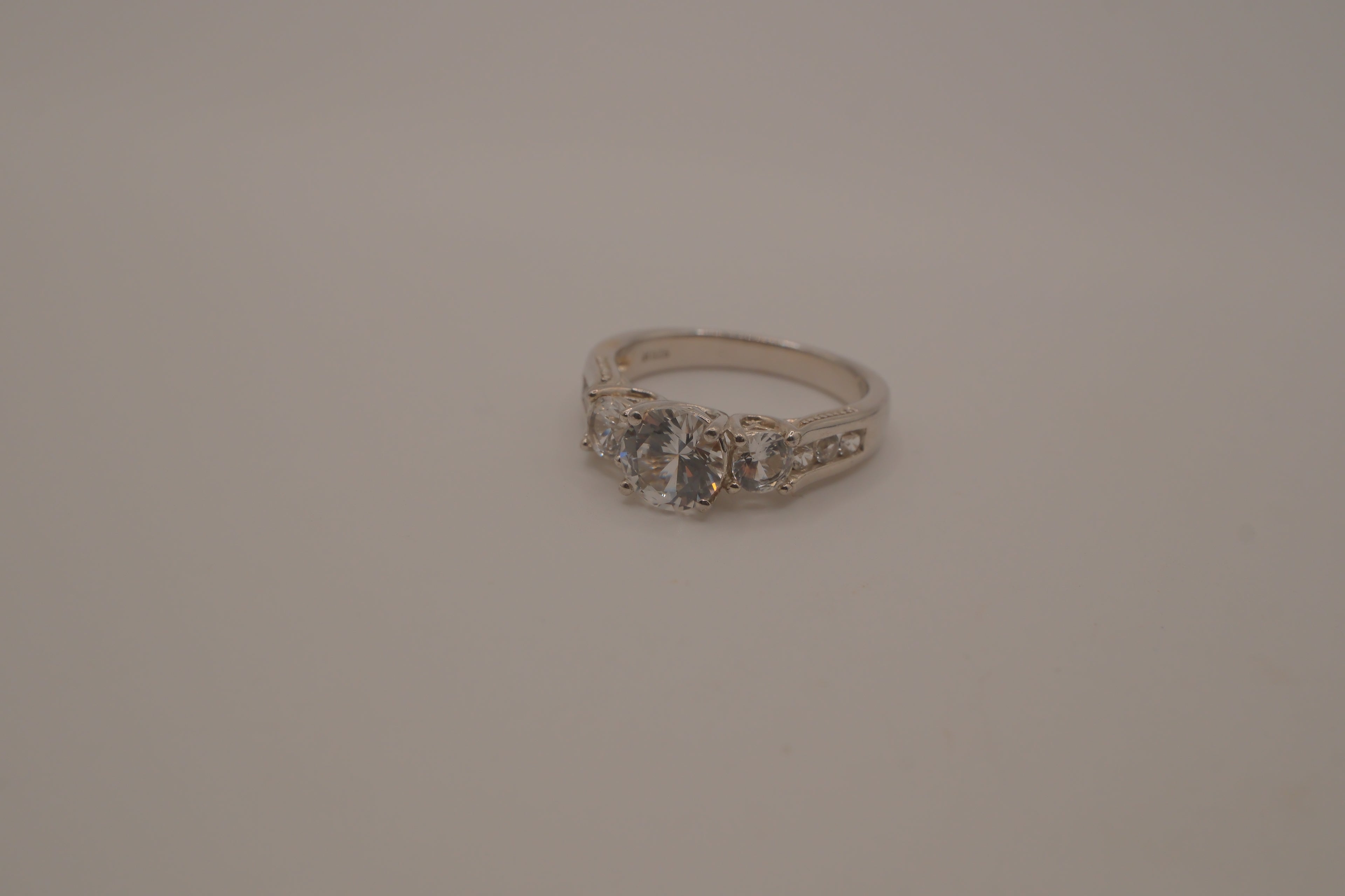 Sterling silver classic three-stone ring