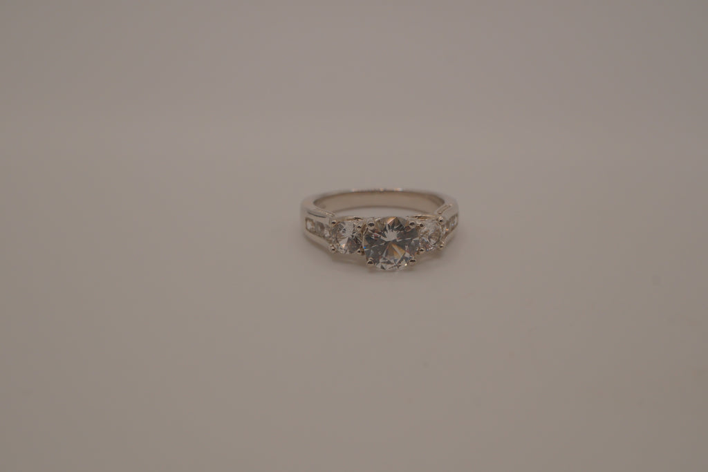 Sterling silver classic three-stone ring