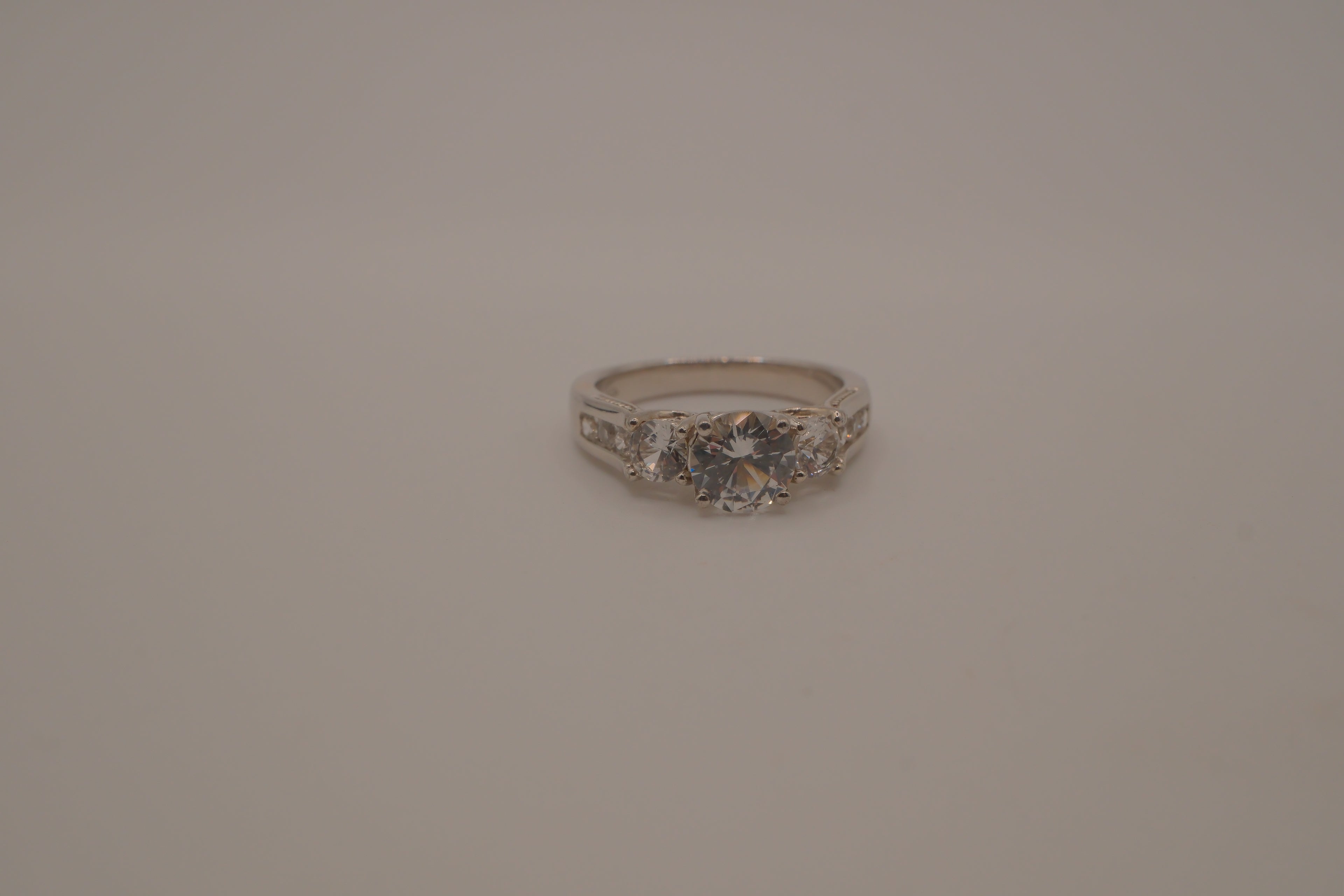 Sterling silver classic three-stone ring