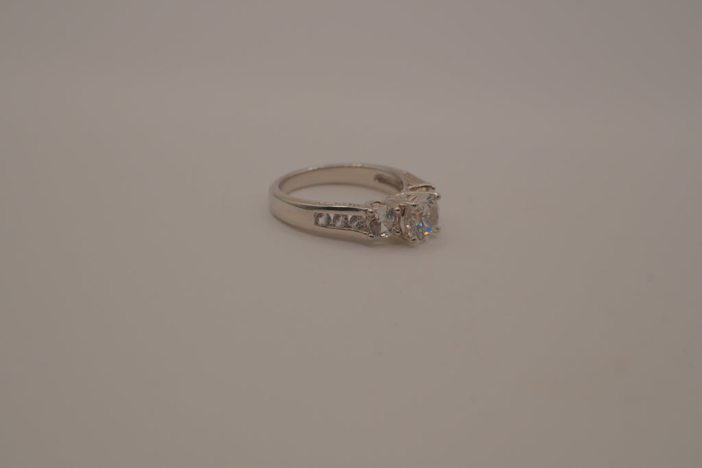 Sterling silver classic three-stone ring