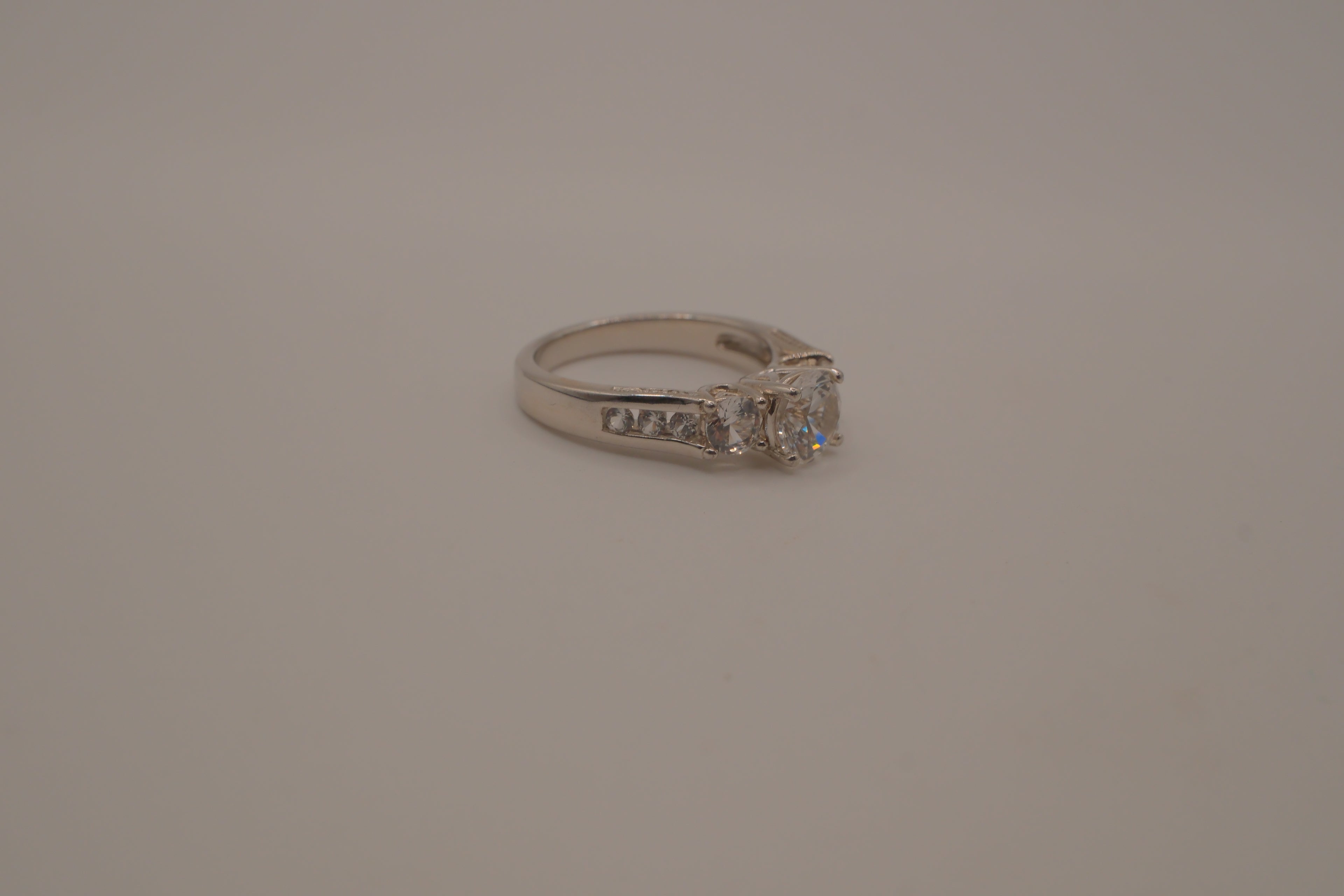 Sterling silver classic three-stone ring