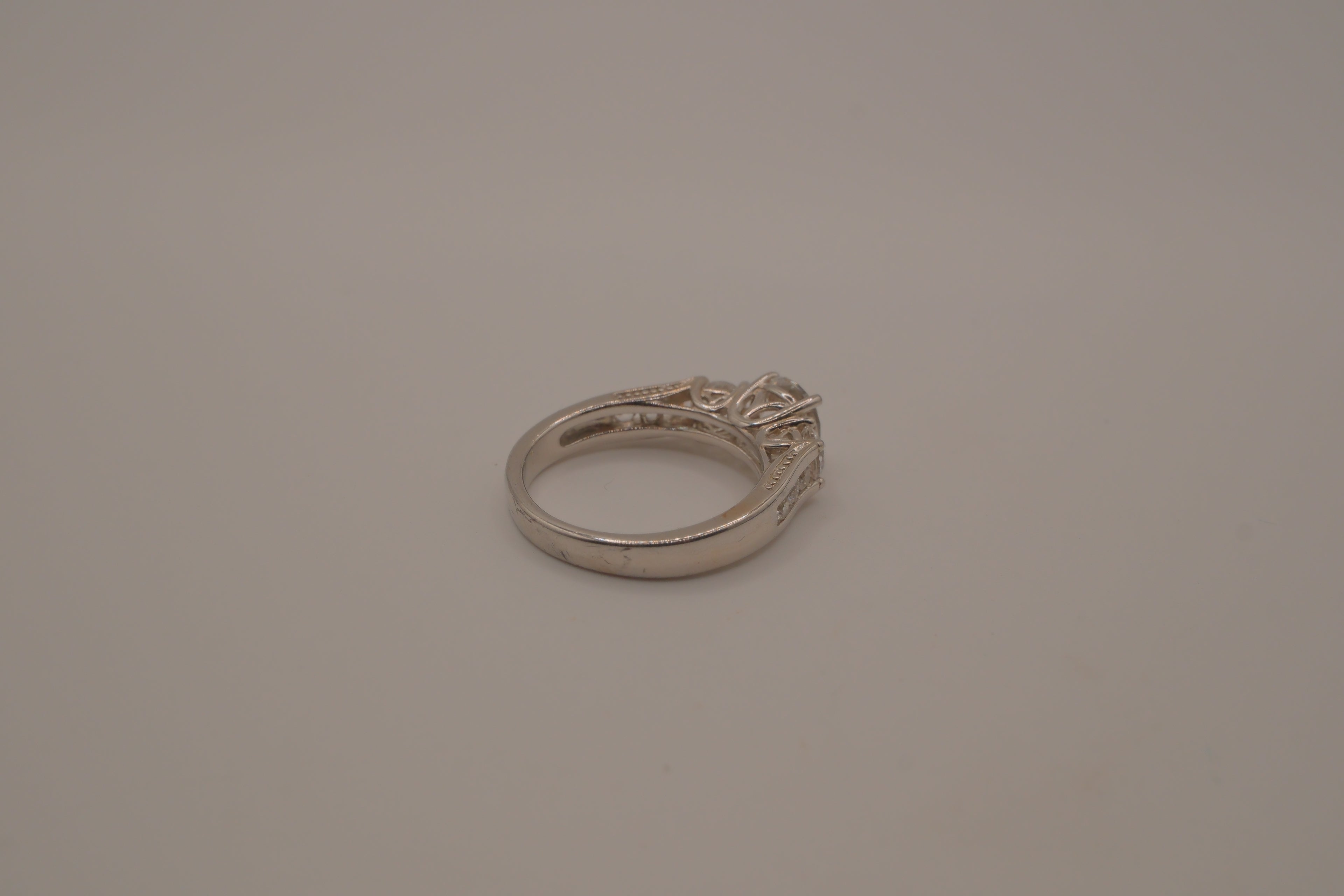 Sterling silver classic three-stone ring