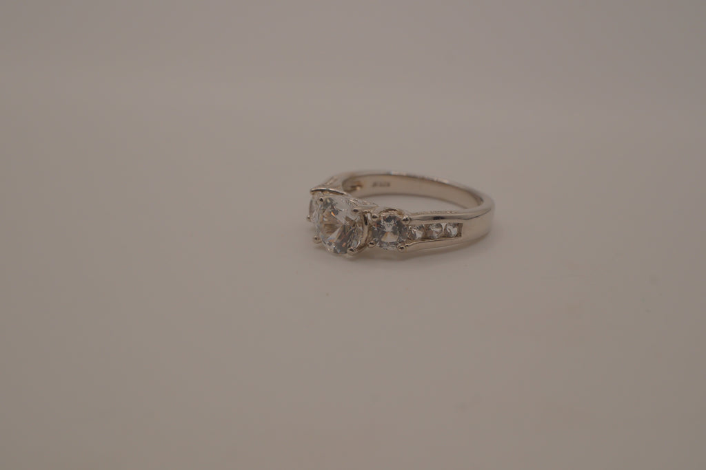 Sterling silver classic three-stone ring