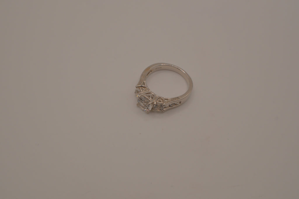 Sterling silver classic three-stone ring