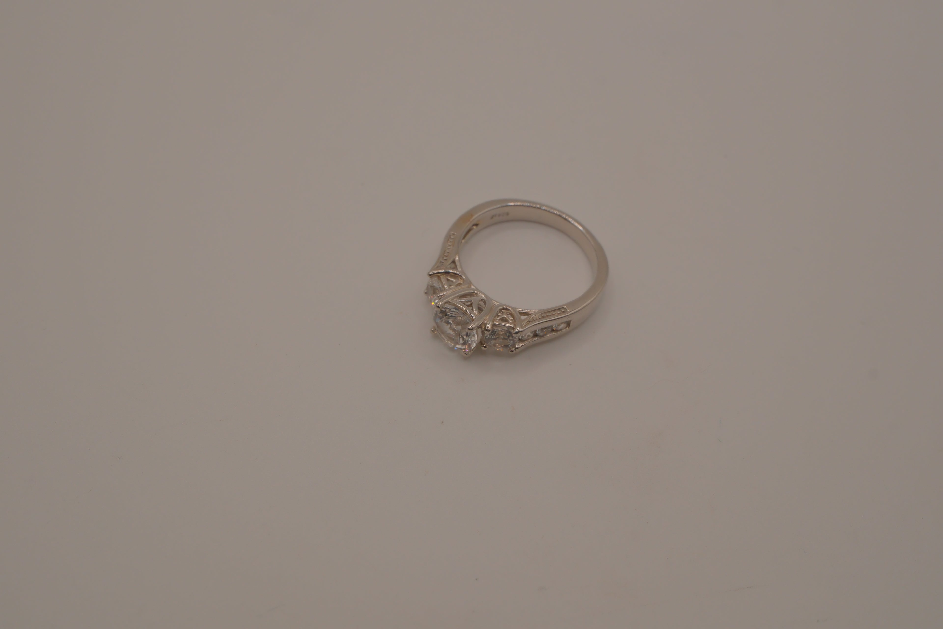 Sterling silver classic three-stone ring