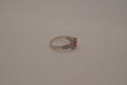 Sterling silver oval red gemstone ring