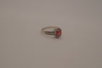 Sterling silver oval red gemstone ring