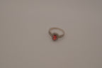 Sterling silver oval red gemstone ring