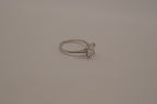 Sterling silver classic solitaire ring with a pavé-set band