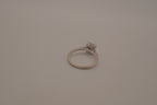 Sterling silver classic solitaire ring with a pavé-set band