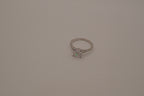 Sterling silver classic solitaire ring with a pavé-set band