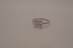 Sterling silver classic solitaire ring with a pavé-set band