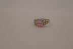 Vintage sterling silver Pink stone openwork ring