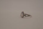 Sterling silver pear-shaped halo ring